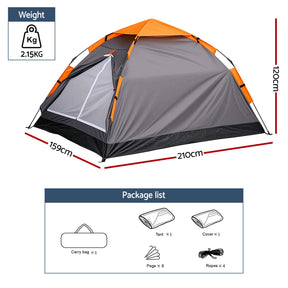 Weisshorn 2 Person Instant Pop Up Camping Tent Automatic Waterproof Hiking Beach - SportZone.co.nz