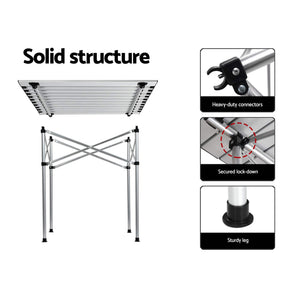 Weisshorn 3pc Camping Table Chair Set Outdoor Folding Aluminium Portable Picnic - SportZone.co.nz