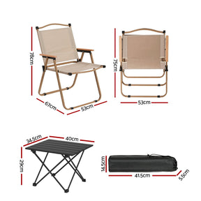 Weisshorn 3pc Camping Table Chair Set Outdoor Folding Aluminium Portable Picnic - SportZone.co.nz
