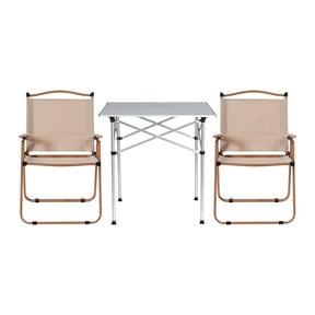 Weisshorn 3pc Camping Table Chair Set Outdoor Folding Aluminium Portable Picnic - SportZone.co.nz