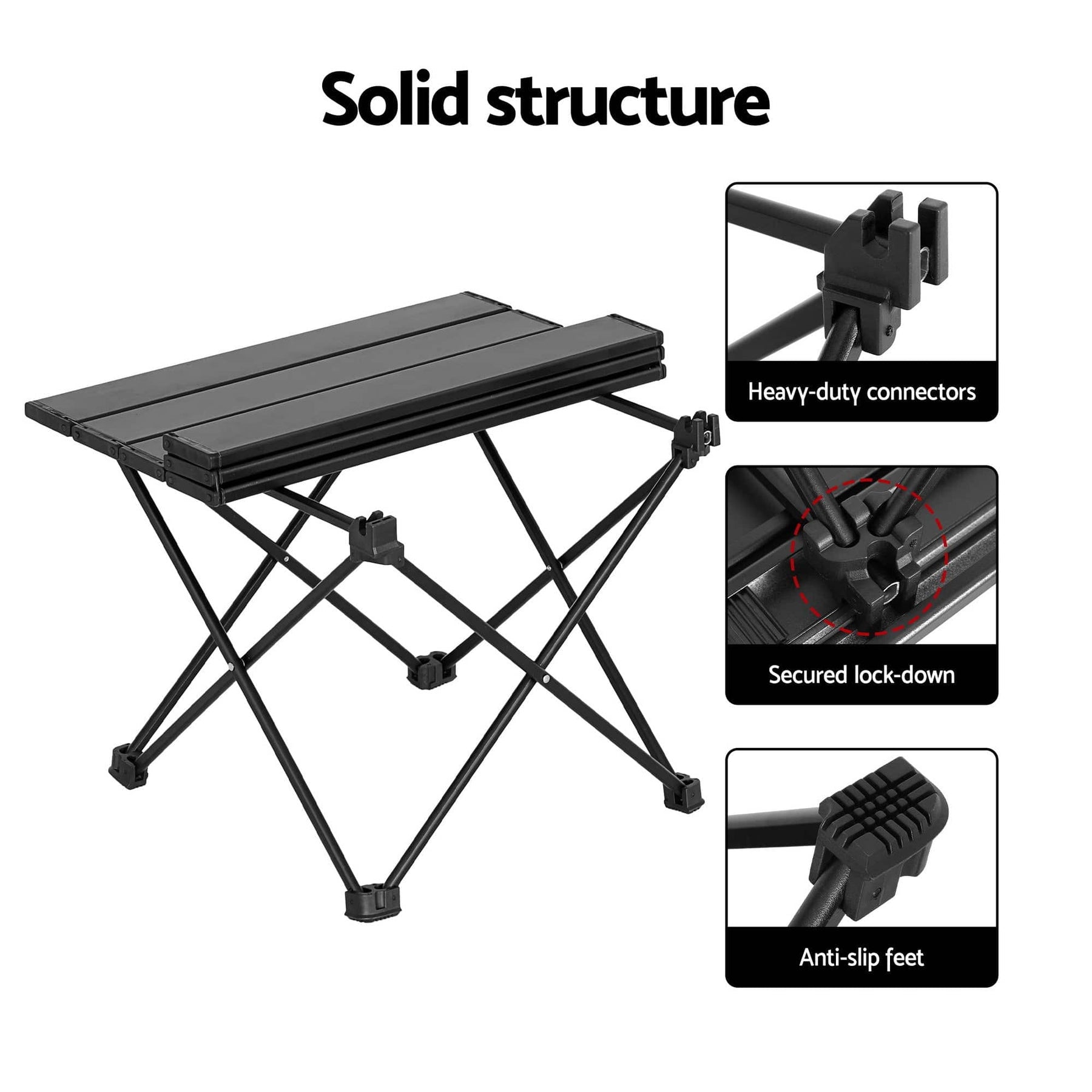 Weisshorn 3pc Camping Table Chair Set Outdoor Folding Aluminium Portable Picnic - SportZone.co.nz
