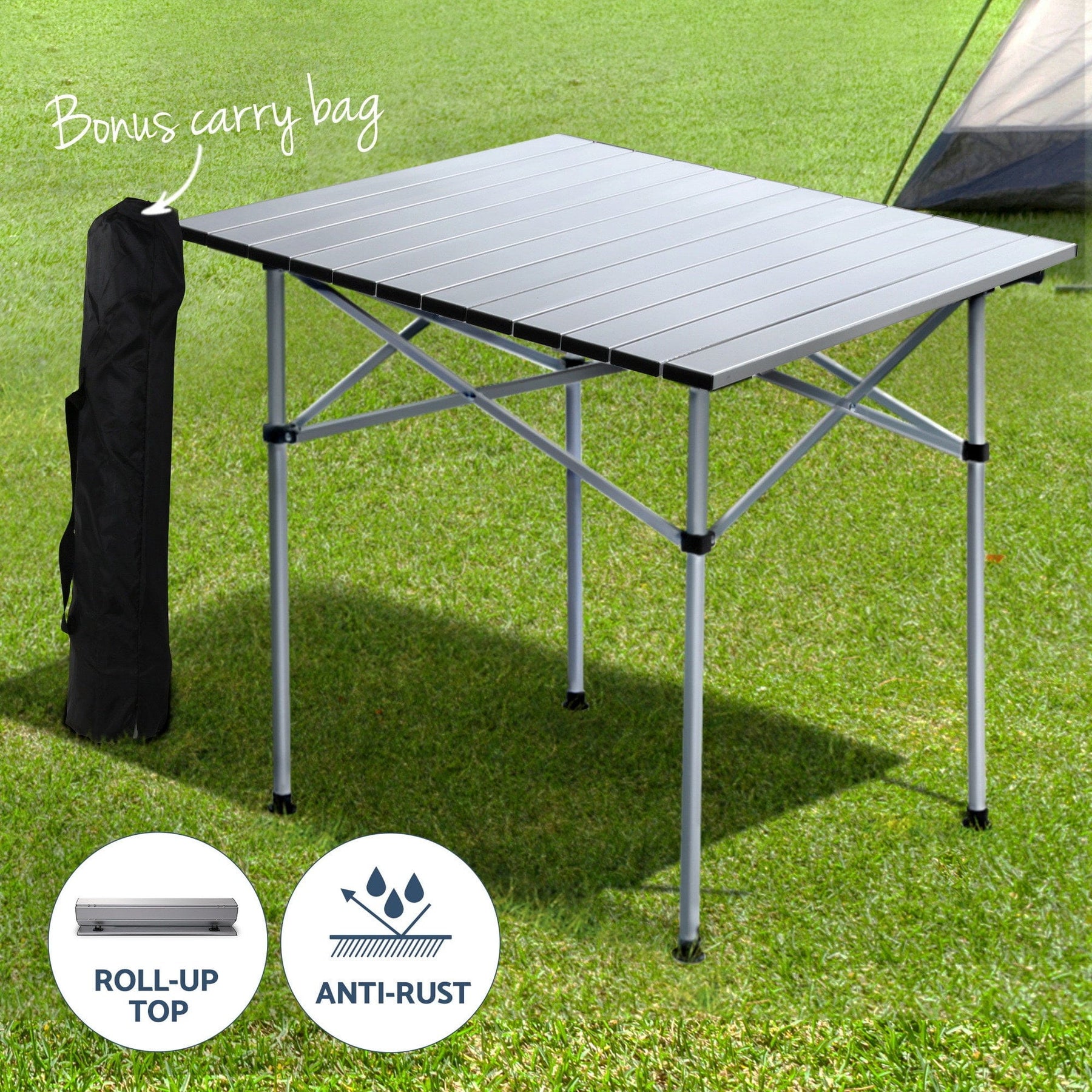 Weisshorn 3pc Camping Table Chair Set Outdoor Folding Aluminium Portable Picnic - SportZone.co.nz