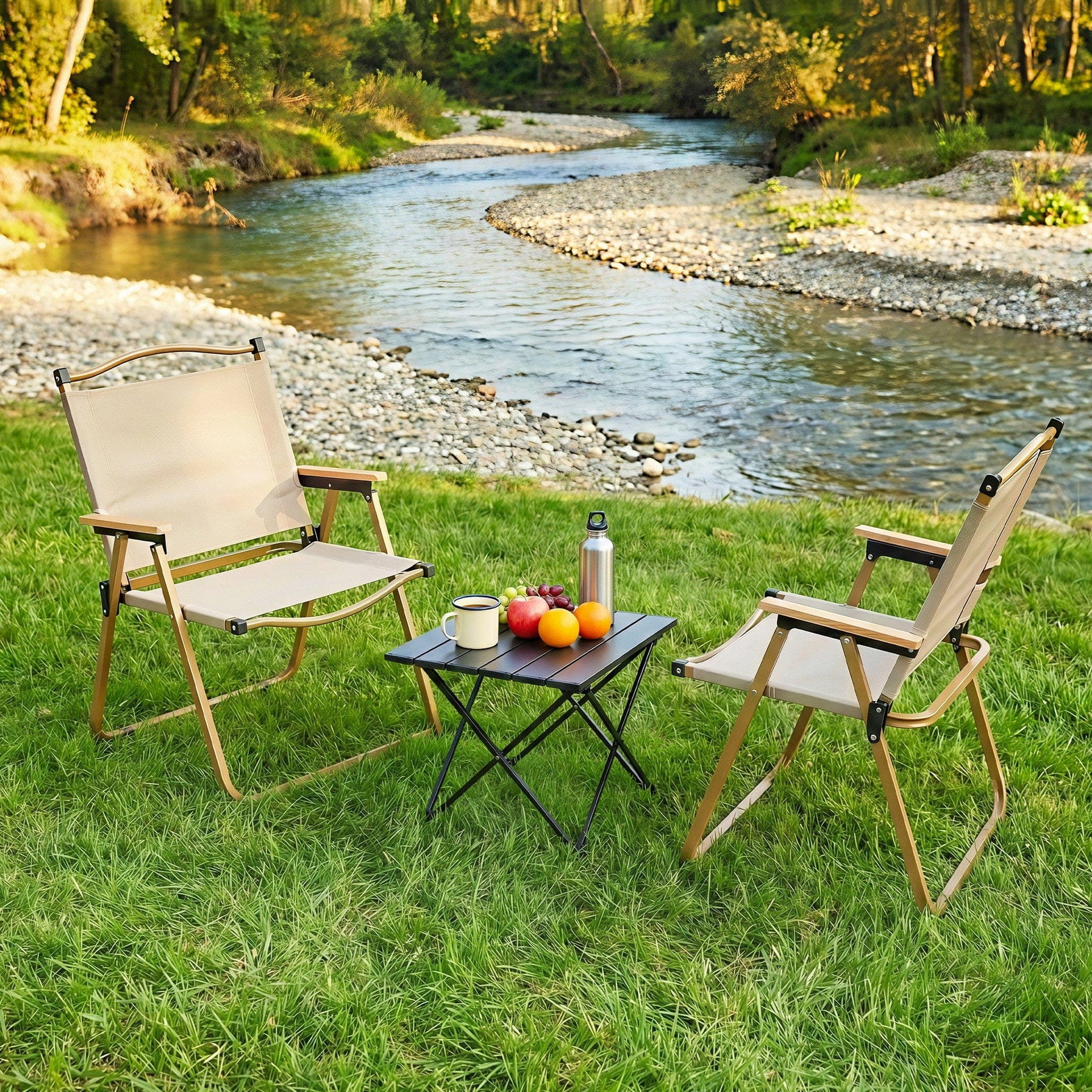 Weisshorn 3pc Camping Table Chair Set Outdoor Folding Aluminium Portable Picnic - SportZone.co.nz