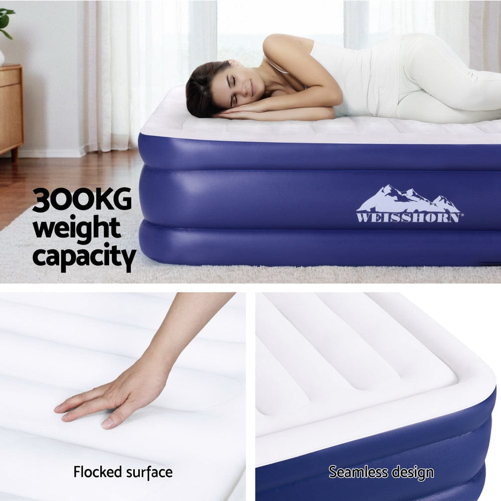 Weisshorn Air Mattress King Inflatable Bed Air bed 51cm - SportZone.co.nz