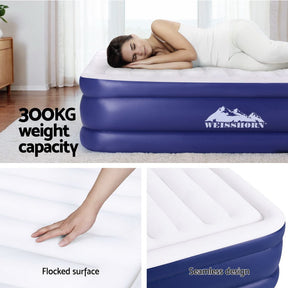 Weisshorn Air Mattress King Inflatable Bed Air bed 51cm - SportZone.co.nz