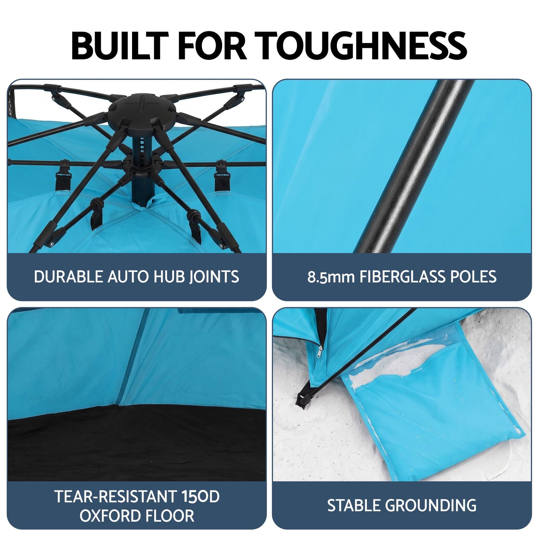 Weisshorn Beach Tent 3-4 Person Pop Up Sun Shade UPF 50 Automatic Outdoor Blue - SportZone.co.nz