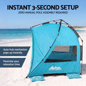 Weisshorn Beach Tent 3-4 Person Pop Up Sun Shade UPF 50 Automatic Outdoor Blue - SportZone.co.nz
