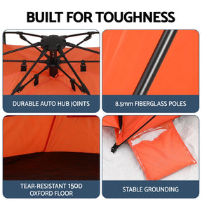 Weisshorn Beach Tent 3-4 Person Pop Up Sun Shade UPF 50 Automatic Outdoor Orange - SportZone.co.nz