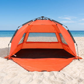 Weisshorn Beach Tent 3-4 Person Pop Up Sun Shade UPF 50 Automatic Outdoor Orange - SportZone.co.nz