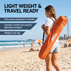 Weisshorn Beach Tent 3-4 Person Pop Up Sun Shade UPF 50 Automatic Outdoor Orange - SportZone.co.nz