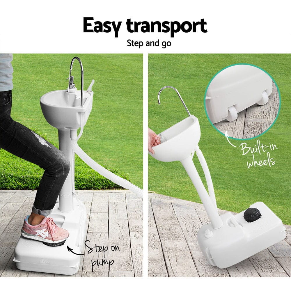 Weisshorn Camping Basin Portable Hand Wash Sink Stand 19L Capacity - SportZone.co.nz