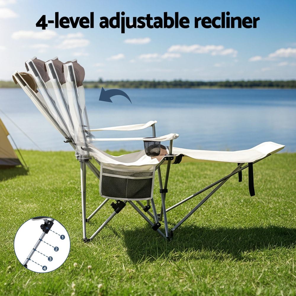 Weisshorn Camping Chair Reclining Adjustable Portable Outdoor Folding Lightweight - SportZone.co.nz
