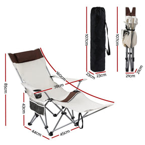 Weisshorn Camping Chair Reclining Adjustable Portable Outdoor Folding Lightweight - SportZone.co.nz