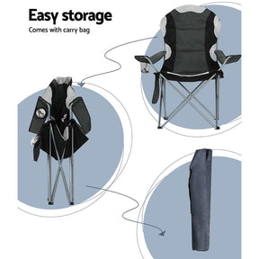 Weisshorn Camping Folding Chair Portable Outdoor Hiking Fishing Picnic Grey 2pcs - SportZone.co.nz