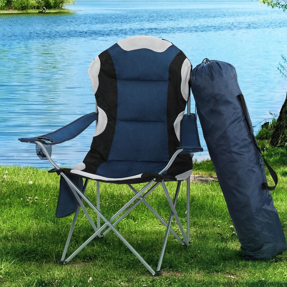 Weisshorn Camping Folding Chair Portable Outdoor Hiking Fishing Picnic Navy 2pcs - SportZone.co.nz