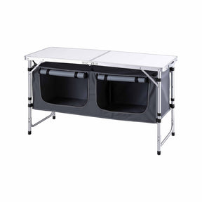 Weisshorn Camping Table Adjustable Storage Cabinet Aluminum MDF 120cm Grey - SportZone.co.nz