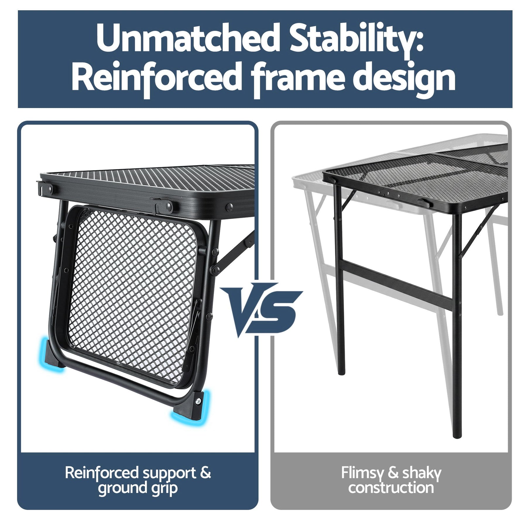 Weisshorn Camping Table Mesh Desktop Lightweight Portable Outdoor Folding Grill Desk - SportZone.co.nz