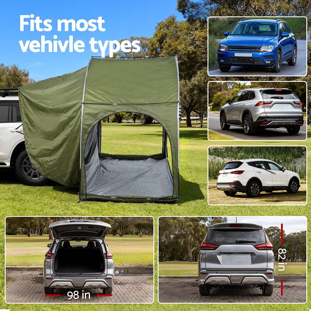 Weisshorn Camping Tent Car SUV Rear Hatchback Tents Canopy Portable Outdoor Family green - SportZone.co.nz