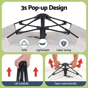 Weisshorn Camping Tent Instant Tent Pop up 2 Person Outdoor Hiking Tents Hiking Beige - SportZone.co.nz