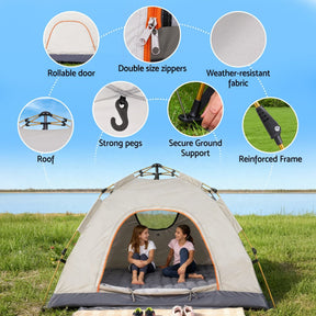 Weisshorn Camping Tent Instant Tent Pop up 2 Person Outdoor Hiking Tents Hiking Beige - SportZone.co.nz