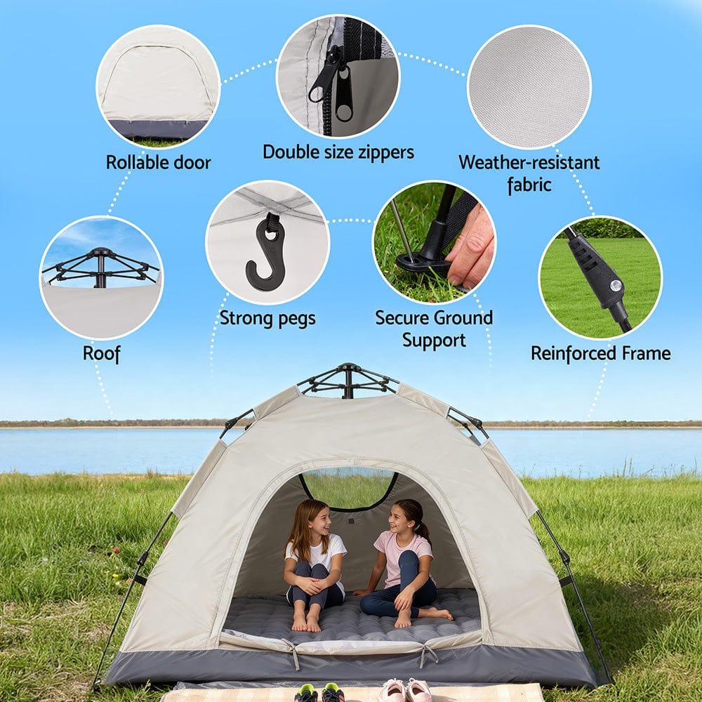 Weisshorn Camping Tent Instant Tent Pop up 2 Person Outdoor Hiking Tents Hiking Beige - SportZone.co.nz