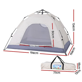 Weisshorn Camping Tent Instant Tent Pop up 2 Person Outdoor Hiking Tents Hiking Beige - SportZone.co.nz