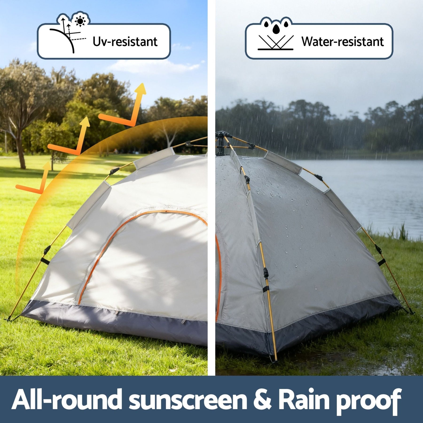 Weisshorn Camping Tent Instant Tent Pop up 2 Person Outdoor Hiking Tents Hiking Beige - SportZone.co.nz