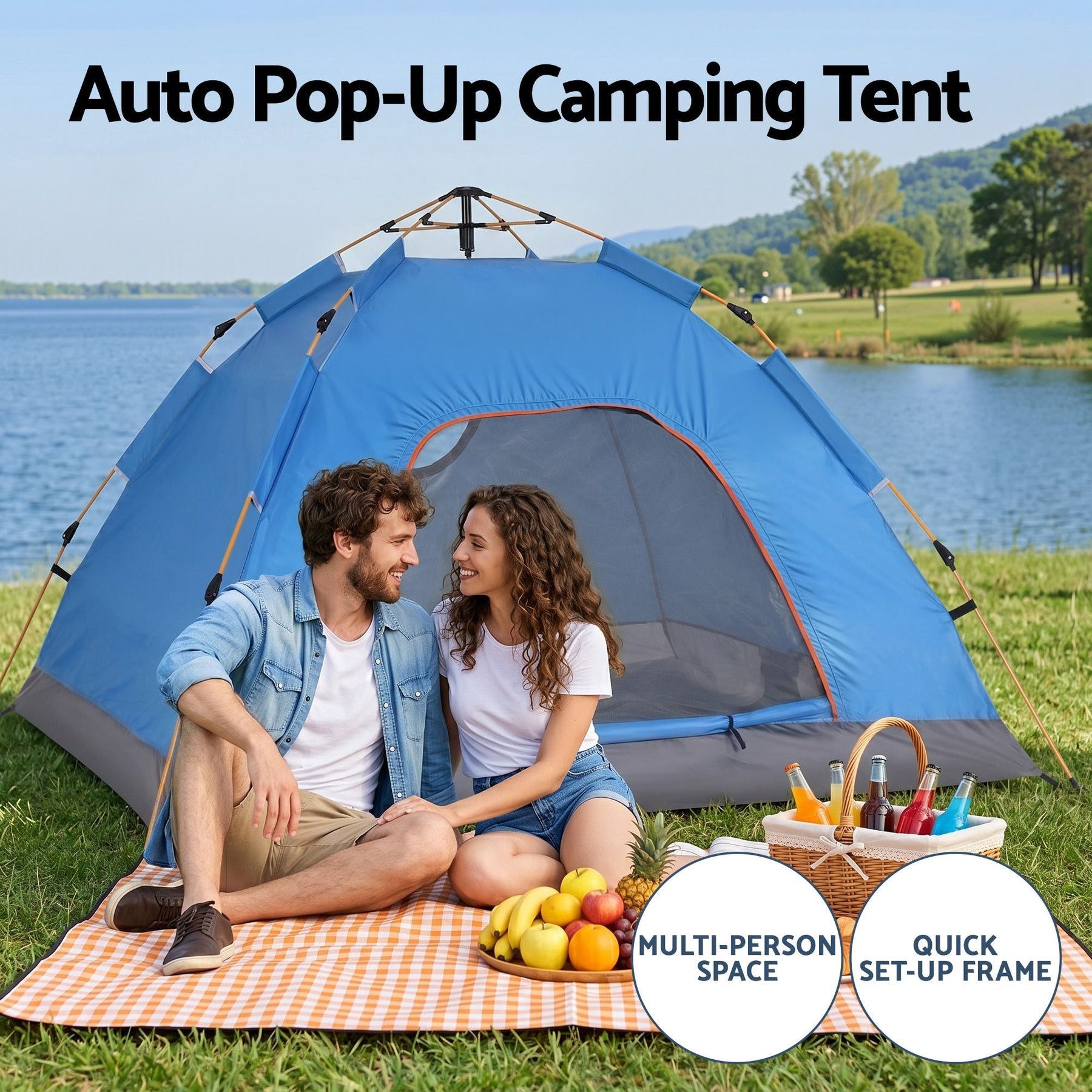 Weisshorn Camping Tent Instant Tent Pop up 2 Person Outdoor Hiking Tents Hiking Blue - SportZone.co.nz