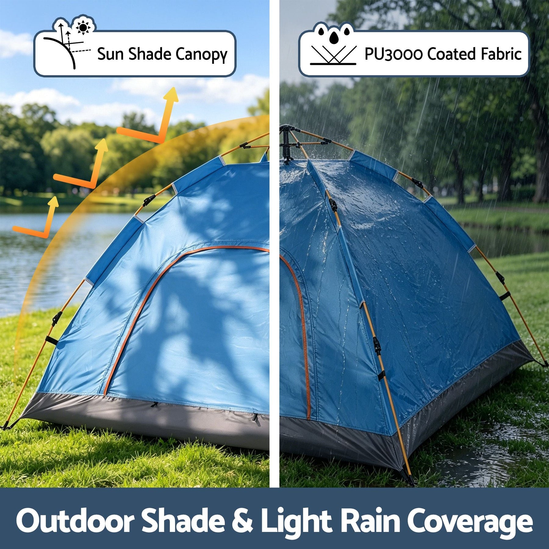 Weisshorn Camping Tent Instant Tent Pop up 2 Person Outdoor Hiking Tents Hiking Blue - SportZone.co.nz
