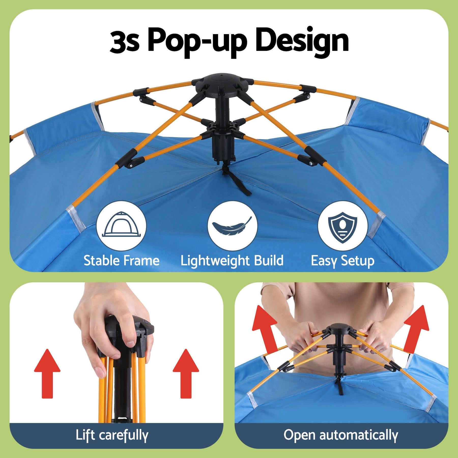 Weisshorn Camping Tent Instant Tent Pop up 2 Person Outdoor Hiking Tents Hiking Blue - SportZone.co.nz