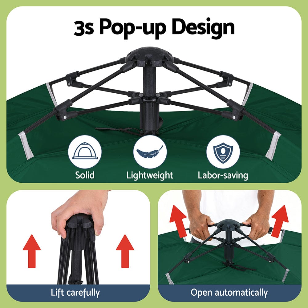 Weisshorn Camping Tent Instant Tent Pop up 2 Person Outdoor Hiking Tents Hiking Green - SportZone.co.nz
