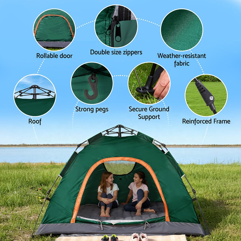 Weisshorn Camping Tent Instant Tent Pop up 2 Person Outdoor Hiking Tents Hiking Green - SportZone.co.nz
