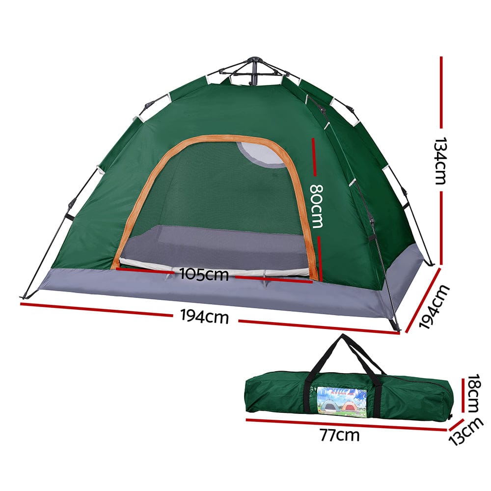 Weisshorn Camping Tent Instant Tent Pop up 2 Person Outdoor Hiking Tents Hiking Green - SportZone.co.nz