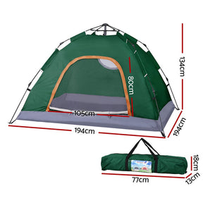 Weisshorn Camping Tent Instant Tent Pop up 2 Person Outdoor Hiking Tents Hiking Green - SportZone.co.nz