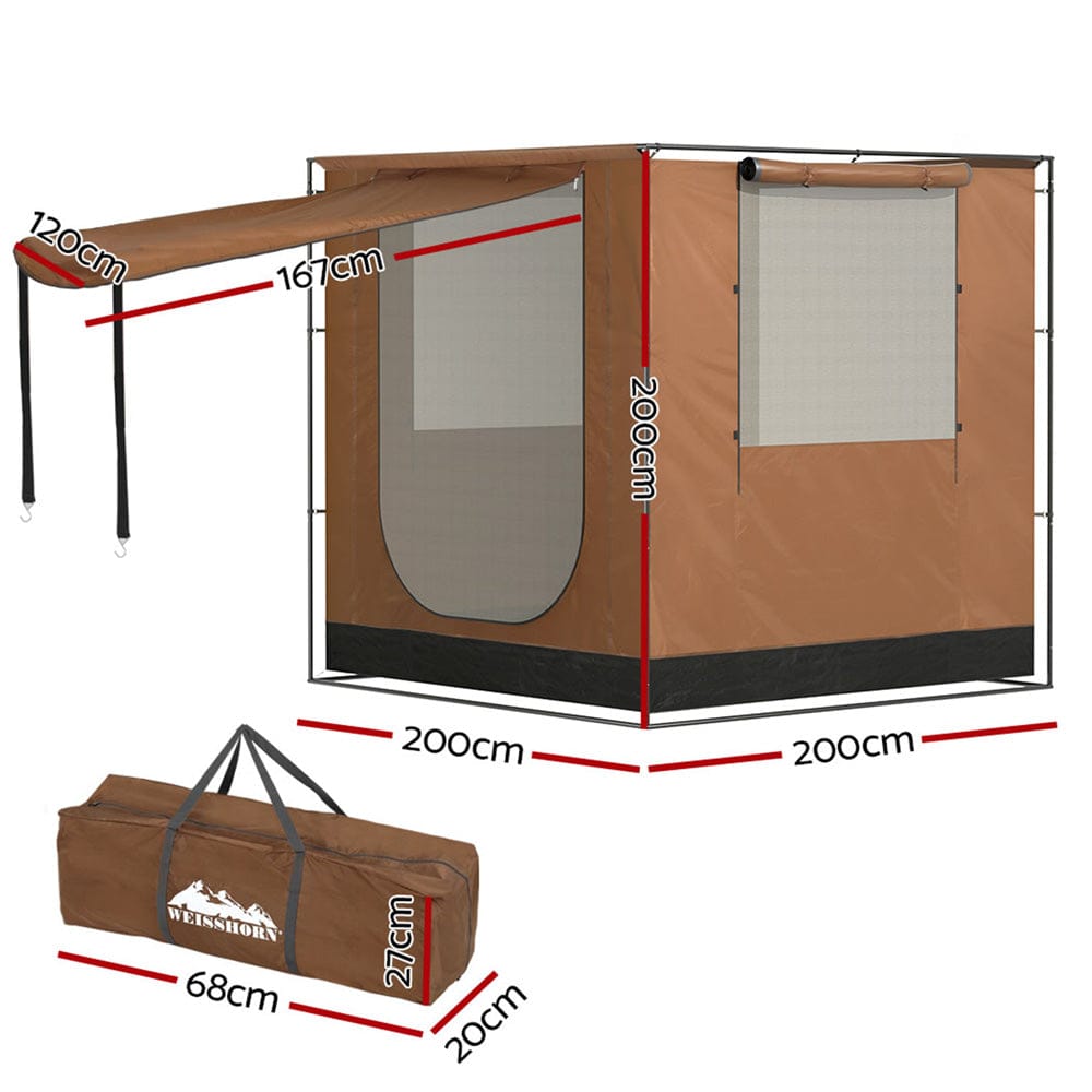 Weisshorn Camping Tent SUV Car Side Awning 2x2m Canopy Outdoor Portable 4WD - SportZone.co.nz