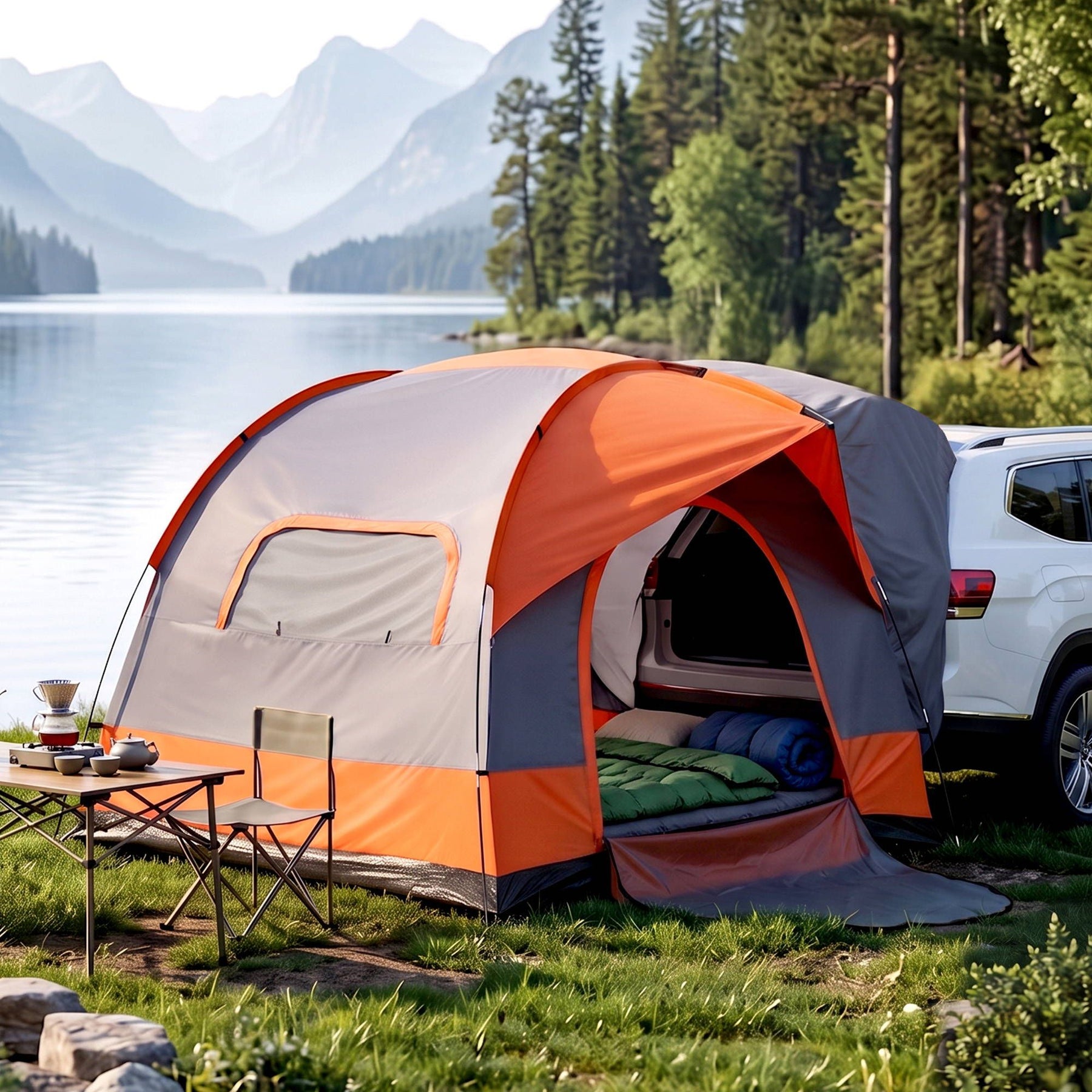 Weisshorn Camping Tent SUV Family Camping Car Tent 6-8 Person 250cm Orange - SportZone.co.nz