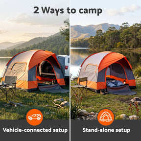 Weisshorn Camping Tent SUV Family Camping Car Tent 6-8 Person 250cm Orange - SportZone.co.nz