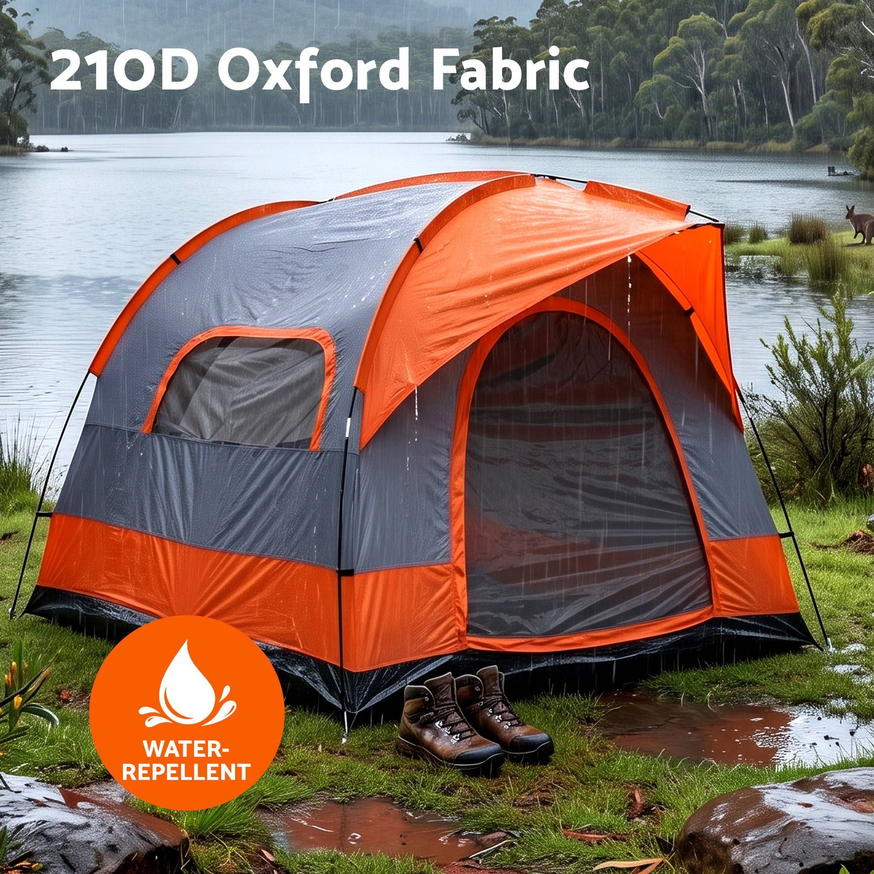 Weisshorn Camping Tent SUV Family Camping Car Tent 6-8 Person 250cm Orange - SportZone.co.nz