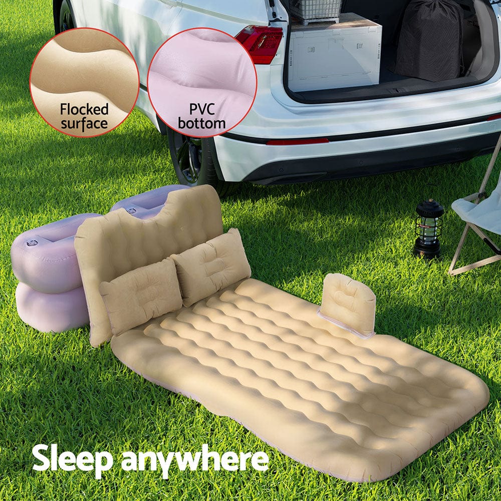Weisshorn Car Mattress 176x80 Inflatable SUV Back Seat Camping Bed Beige - SportZone.co.nz