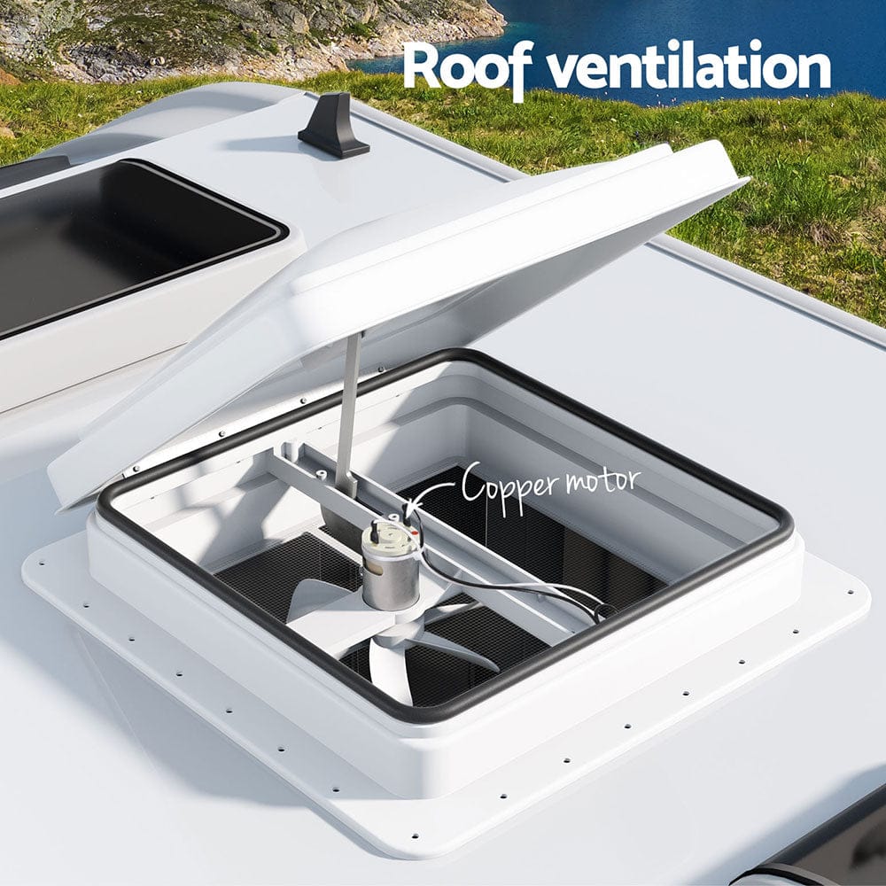 Weisshorn Caravan Roof Vent Fan Air Exhaust Hatch 12V RV Motorhome Camper White - SportZone.co.nz
