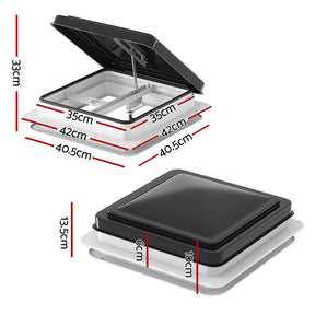 Weisshorn Caravan Roof Vent Hatch RV Skylight Motorhome Camper 350x350mm Black - SportZone.co.nz