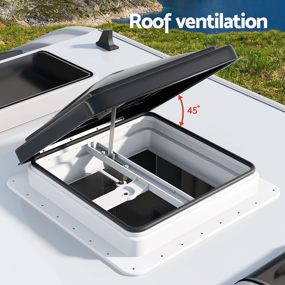 Weisshorn Caravan Roof Vent Hatch RV Skylight Motorhome Camper 350x350mm Black - SportZone.co.nz