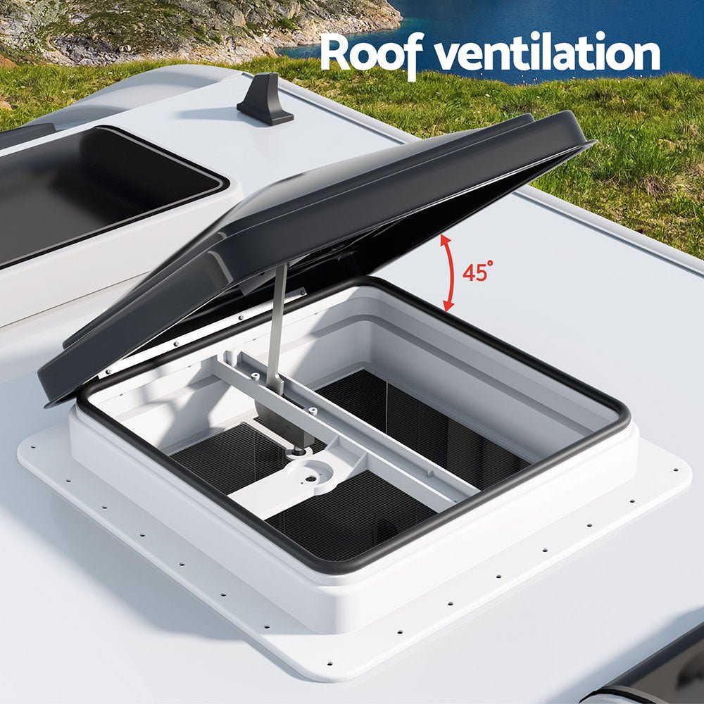 Weisshorn Caravan Roof Vent Hatch RV Skylight Motorhome Camper 350x350mm Black - SportZone.co.nz