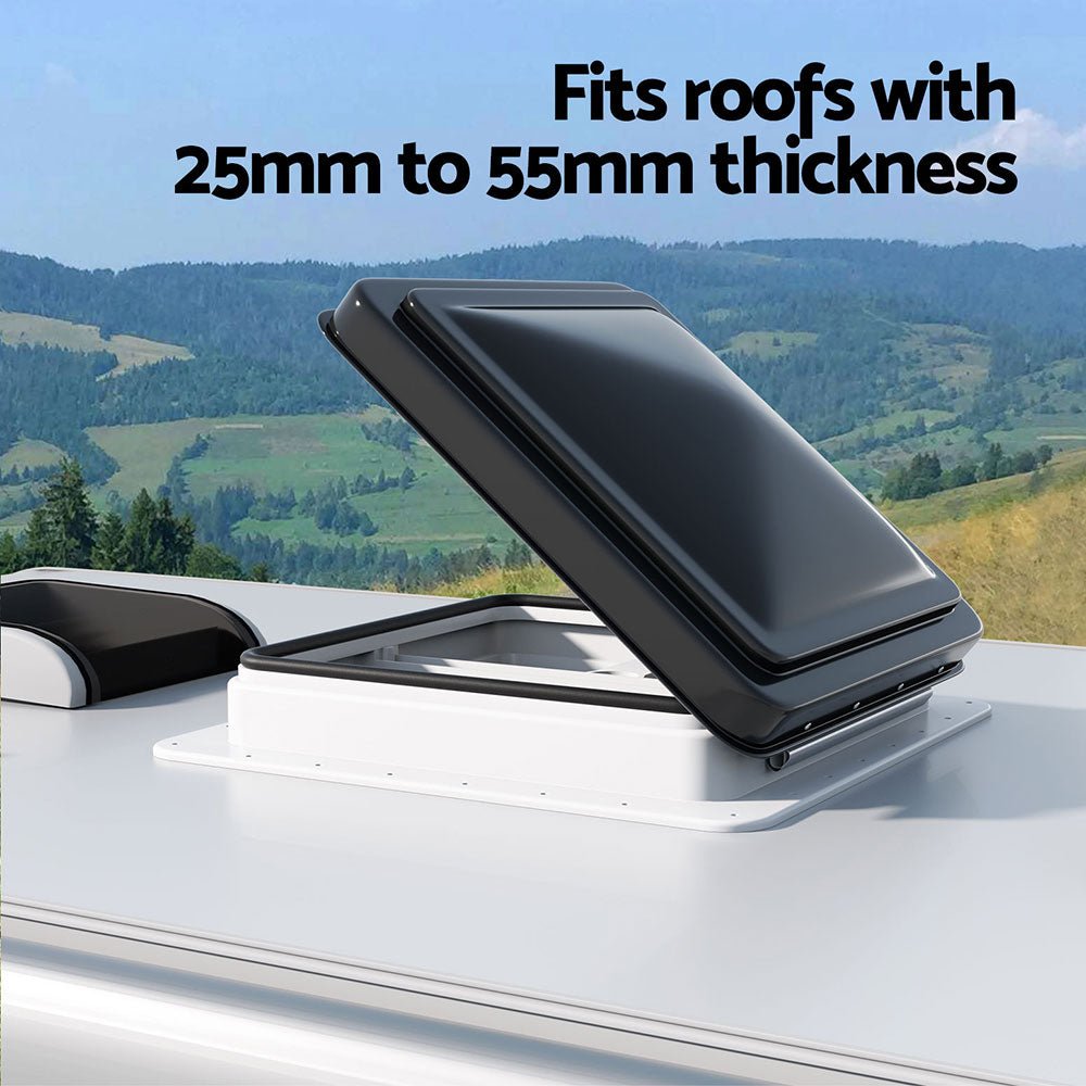 Weisshorn Caravan Roof Vent Hatch RV Skylight Motorhome Camper 350x350mm Black - SportZone.co.nz