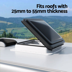 Weisshorn Caravan Roof Vent Hatch RV Skylight Motorhome Camper 350x350mm Black - SportZone.co.nz