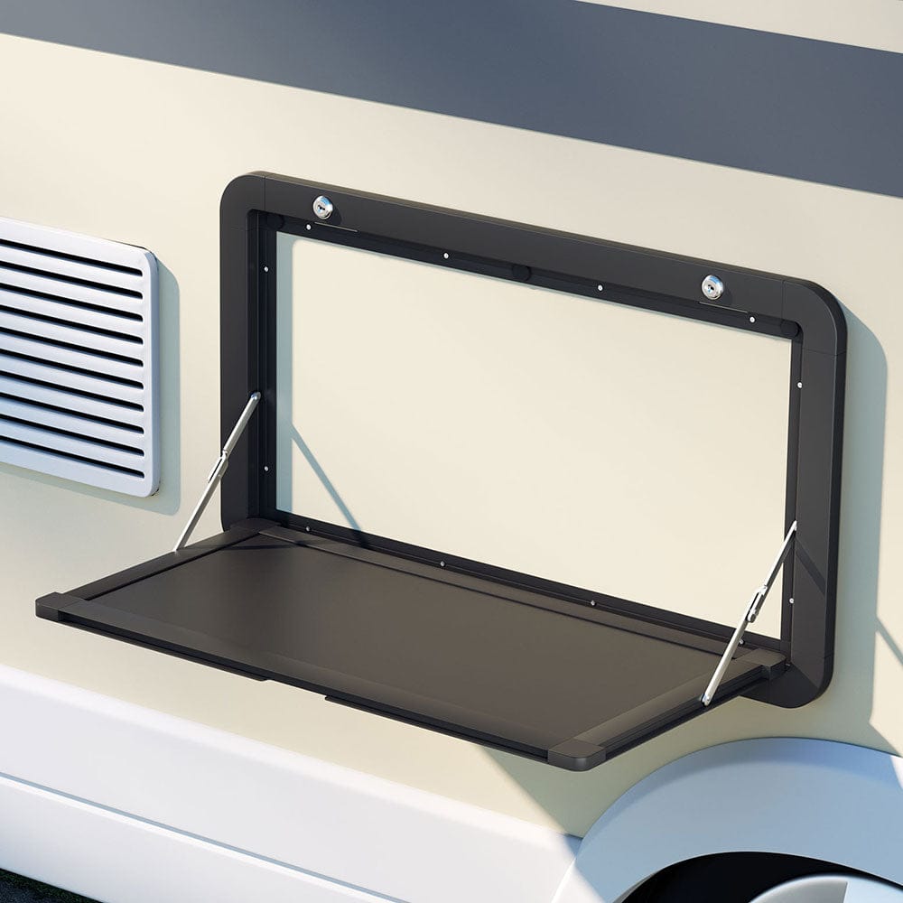 Weisshorn Caravan Table 800 x 450mm Folding Lockable Black - SportZone.co.nz