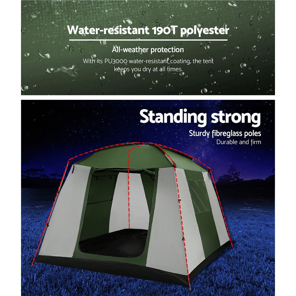 Weisshorn Family Camping Tent 6 Person Hiking Beach Tents Dome Shelter - SportZone.co.nz
