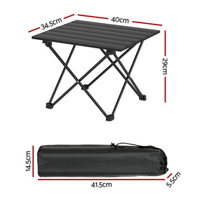 Weisshorn Folding Camping Table 40CM Roll Up Outdoor Picnic BBQ Aluminium Desk - SportZone.co.nz