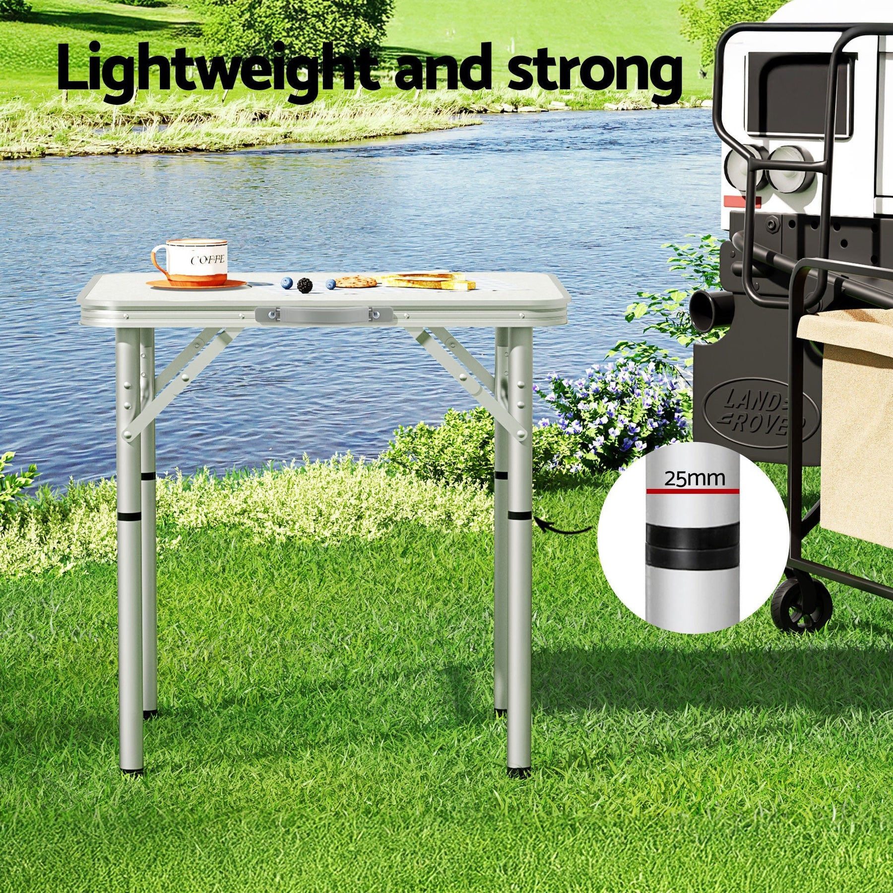 Weisshorn Folding Camping Table 60CM Adjustable Portable Outdoor Picnic Desk - SportZone.co.nz