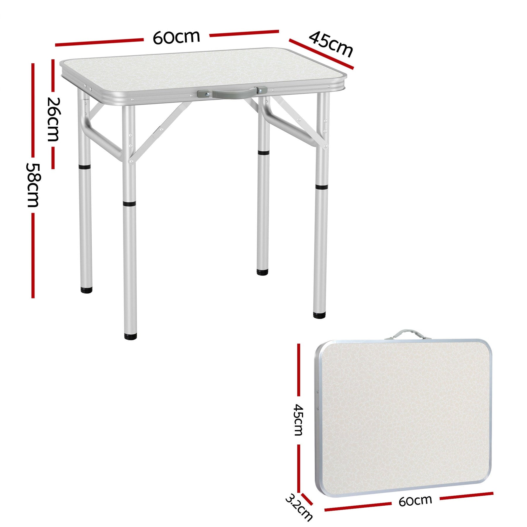 Weisshorn Folding Camping Table 60CM Adjustable Portable Outdoor Picnic Desk - SportZone.co.nz